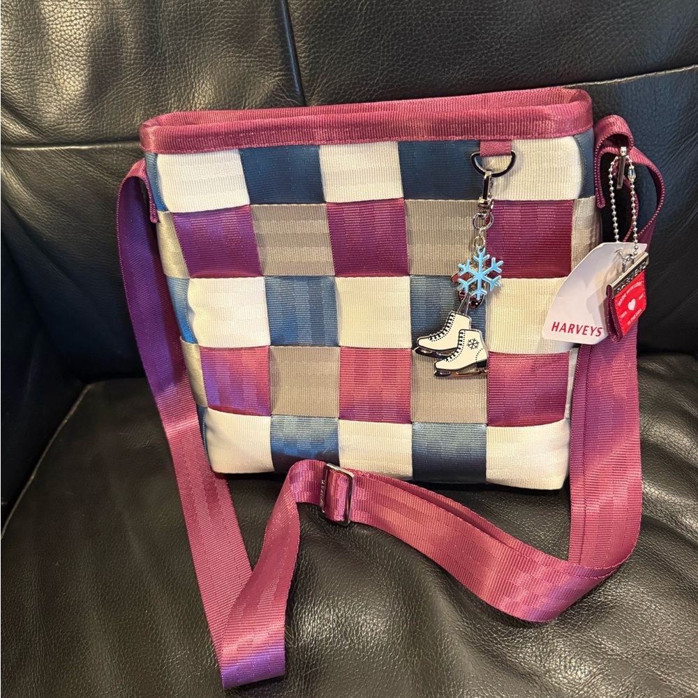 Harveys holiday purple and blue ice skating  Crossbody Bag